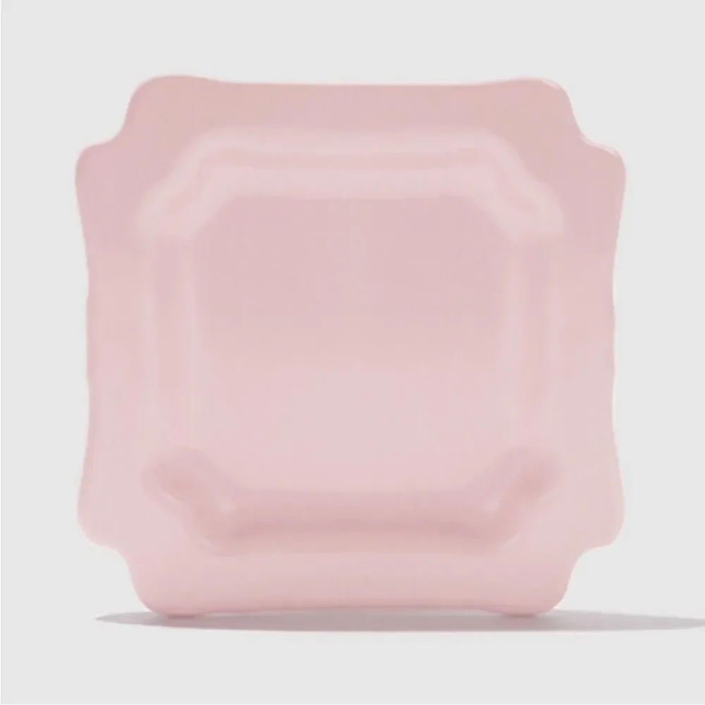 Sweet Laurel Stoneware Dessert Appetizer Plates Set Floral & Light Pink